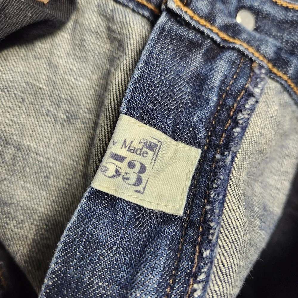 Levis 559 Button Fly Jeans Men 34x34 Blue Dark Wash Denim Whisker Faded Relaxed
